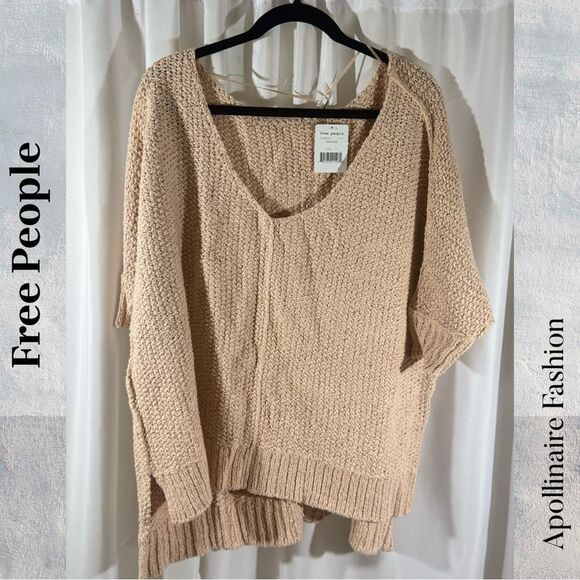 Free People Cozy Cat Sweater in Champagne Small NWT - Picture 4 of 6